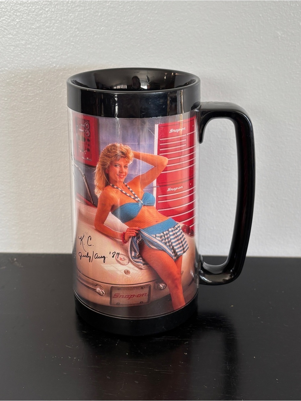 80s Snap-On Tools Toolmate Edition Thermo-Serv Plastic Mug Black KC July Aug 87
